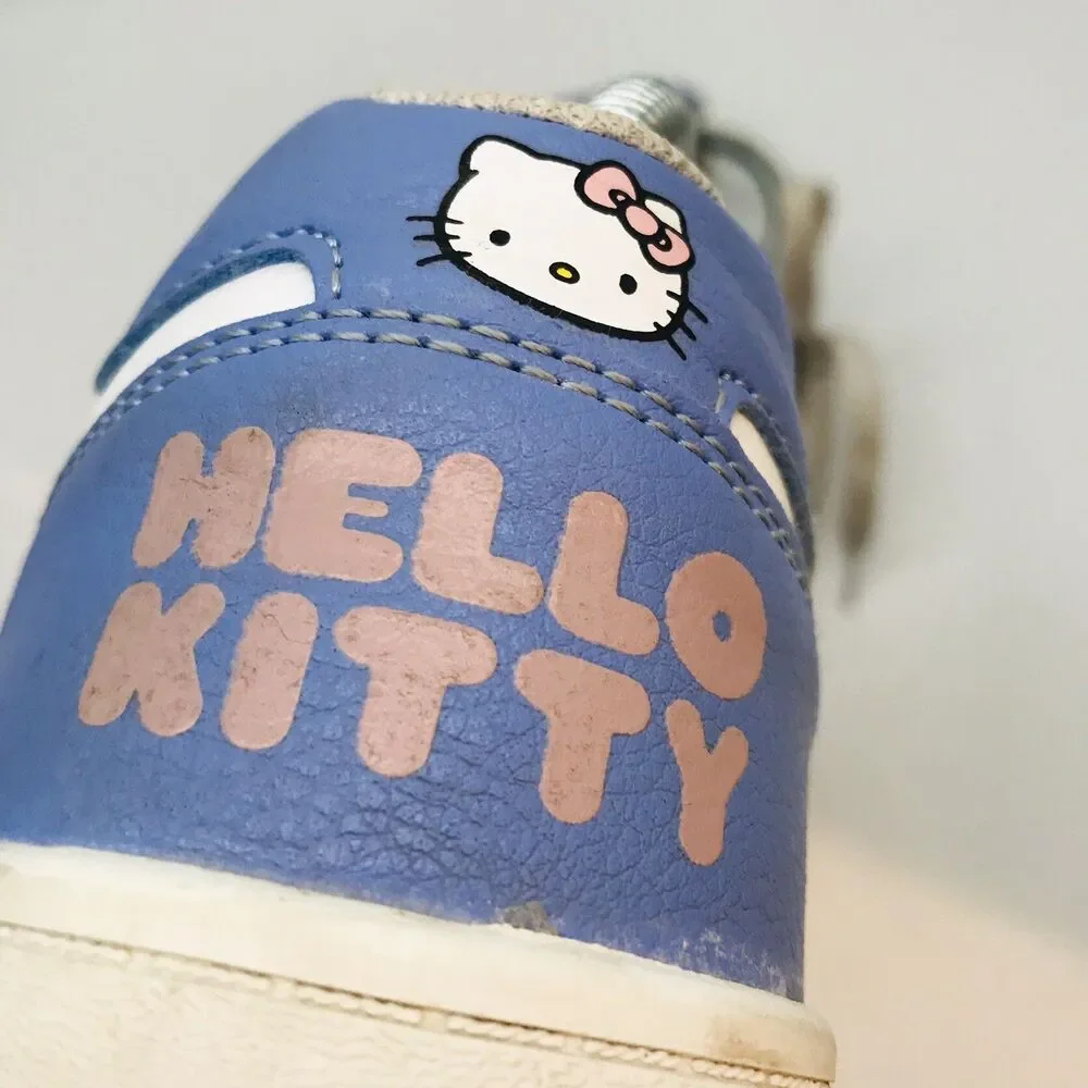 Hello Kitty Casual Court Sneakers by Sanrio Women's 8 White Pink Blue Limited